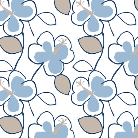 Manhattan Comfort Naperville, Vinyl Flower Power Wallpaper, 205 In X 33 Ft = 56 Sq Ft Naperville